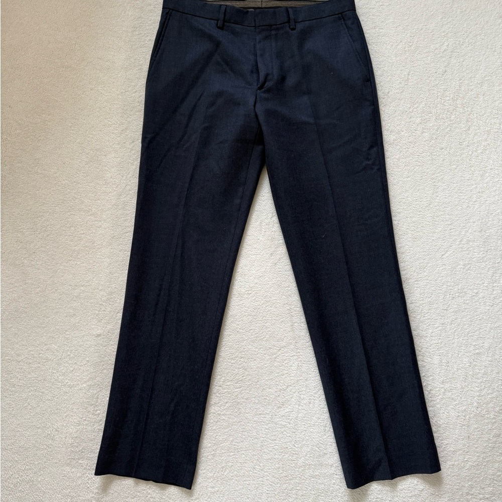 JCrew Mens Classic Fit Navy Blue Wool Pleated Dress Pants Trousers 33x32
